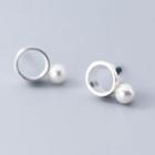 925 Sterling Silver Faux Pearl Earring S925 Silver - 1 Pair - Silver - One Size