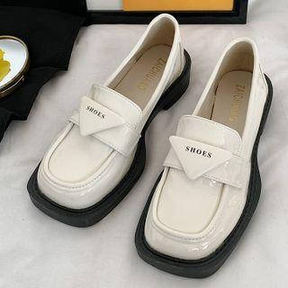 Block Heel Lettering Loafers
