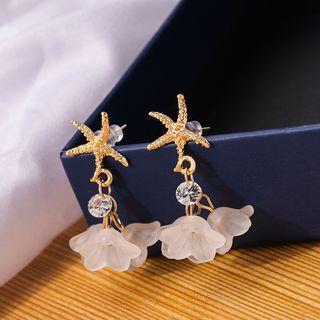 Starfish Drop Earring 1 Pair - Silver Needle - White - One Size