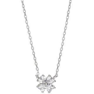 Clover Rhinestone Pendant Alloy Necklace Necklace - Pendant & Necklace - Clover - Silver - One Size