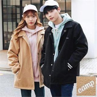 Collared Snap-button Contrast-trim Jacket