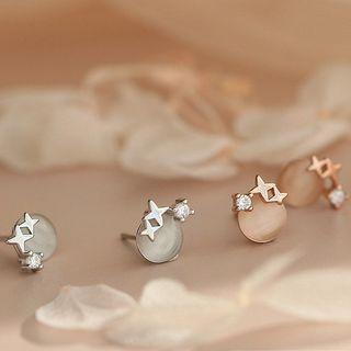 Star Faux Cat Eye Stone Alloy Earring