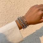 Set Of 4: Layered Beaded Chain Bracelet 0957 - Silver - One Size
