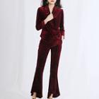Set: Velvet Blazer + Boot-cut Pants