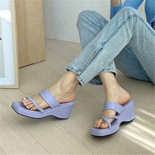 Toe-loop Wedge-heel Mules