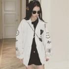 Contrast Print Baseball Jacket