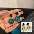 Bird Embossed Disc Alloy Dangle Earring