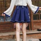 Sakura Print Tassel-detail Pleated Skirt