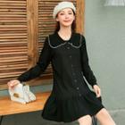 Long-sleeve Wide Collar Buttoned Dress