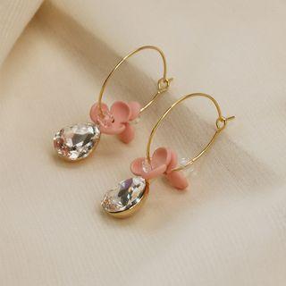 Rhinestone Floral Hop Dangle Earring