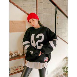 Printed Oversized Drawcord-hem Pullover