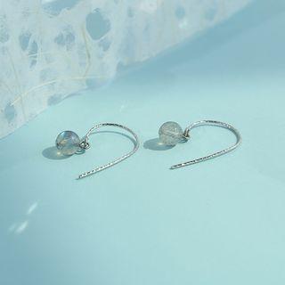 Moonstone Hoop Earring W3204 - 1 Pair - One Size