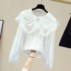 Long-sleeve Layered Collar Lace Blouse