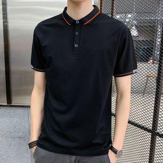 Short-sleeve Contrast Lining Polo Shirt