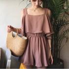 Cold Shoulder Elbow-sleeve Playsuit