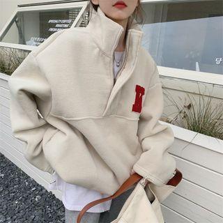 Lettering Mock-neck Loose-fit Sweatshirt