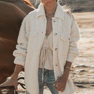 Long Sleeve Collar Furry Coat