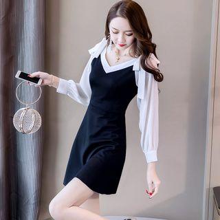 Bow Accent Long-sleeve Mini A-line Dress