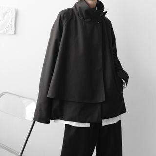 Stand-collar Plain Layered Jacket