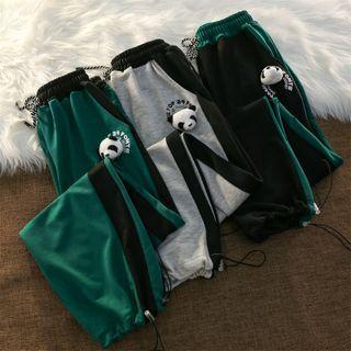 Panda Plush Contrast Trim Sweatpants