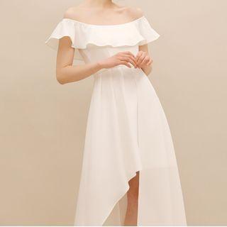 Off-shoulder Asymmetrical Maxi A-line Dress