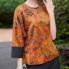Printed 3/4-sleeve Qipao Top