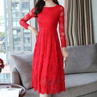 Plain Lace Midi Dress