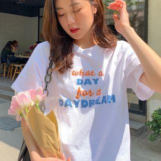 Short-sleeve Lettering T-shirt / Camisole Top