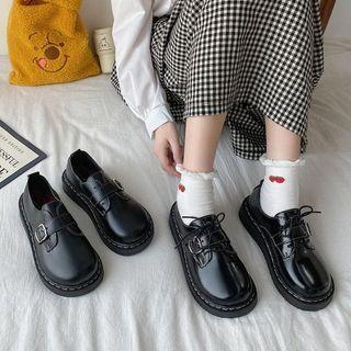 Platform Buckled Lace Up Oxfords