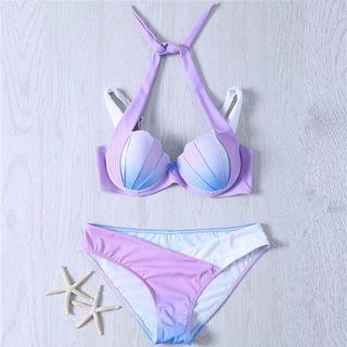 Gradient Pleated Shell Bikini