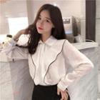 Ruffle Trim Shirt White - One Size