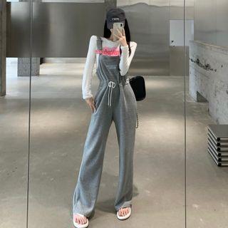 Drawstring-waist Wide Leg Jumper Pants