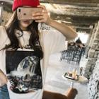 Short-sleeve Distressed Graphic T-shirt