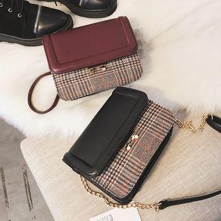 Plaid Panel Shoulder Bag