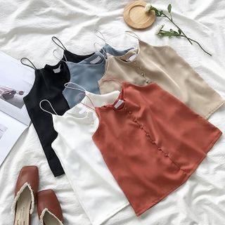 Single-breasted Chiffon Spaghetti-strap Sleeveless Top