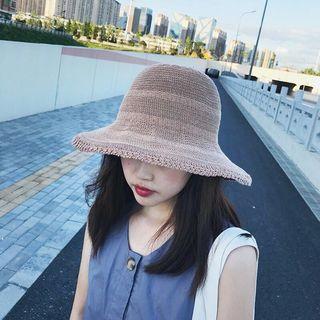 Frill Trim Woven Bucket Hat