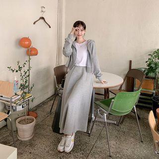 Set: Zip-up Hoodie + Maxi Flare Skirt
