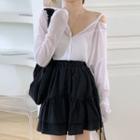 Off-shoulder Long-sleeve Cardigan Top / Maxi Skirt