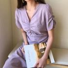 Shirred-front Tie-waist Dress