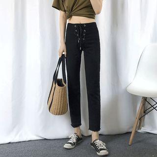 Lace-up Straight-cut Jeans