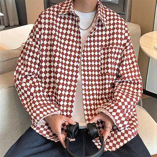 Diamond Print Shirt Jacket
