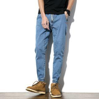 Drawstring-waist Denim Jogger Pants