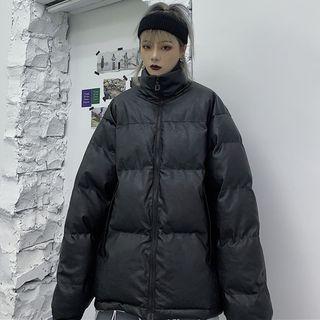Oversize Zip Padded Coat Black - One Size