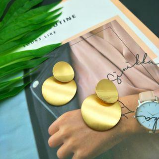 Alloy Disc Dangle Earring One Size - Earring - Gold - One Size