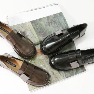 Square Toe Square Buckle Loafers