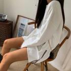 Zip-side Fray-hem Mini T-shirt Dress