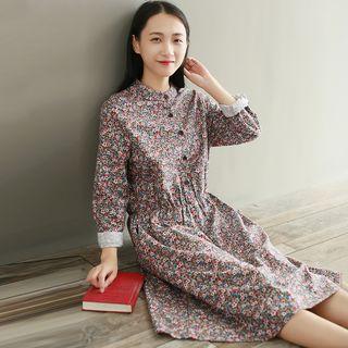 Floral Gather-waist Shirtdress