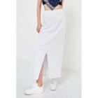 Deep-slit Maxi Cotton Skirt