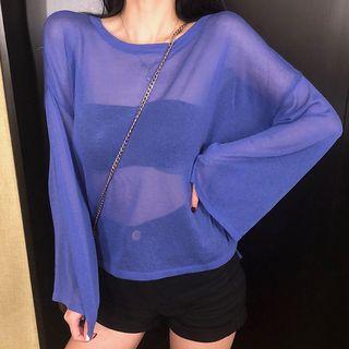 Plain Knitted Long-sleeve Top