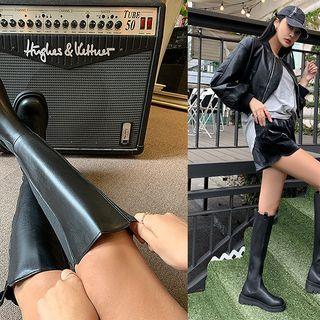 Banded-trim Long Boots
